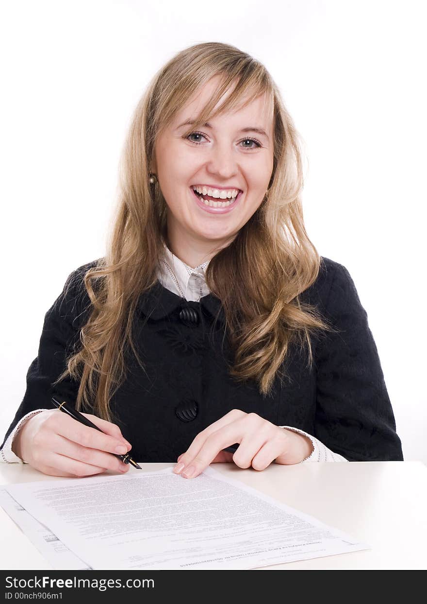 Portrait of beautiful and smiling buisinesswoman