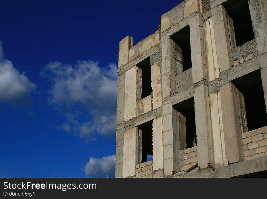 Construction of a building. without support