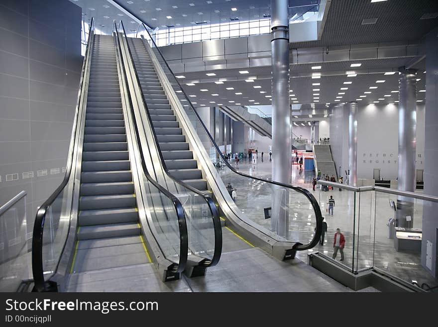 Escalator in the new modern business center. Escalator in the new modern business center