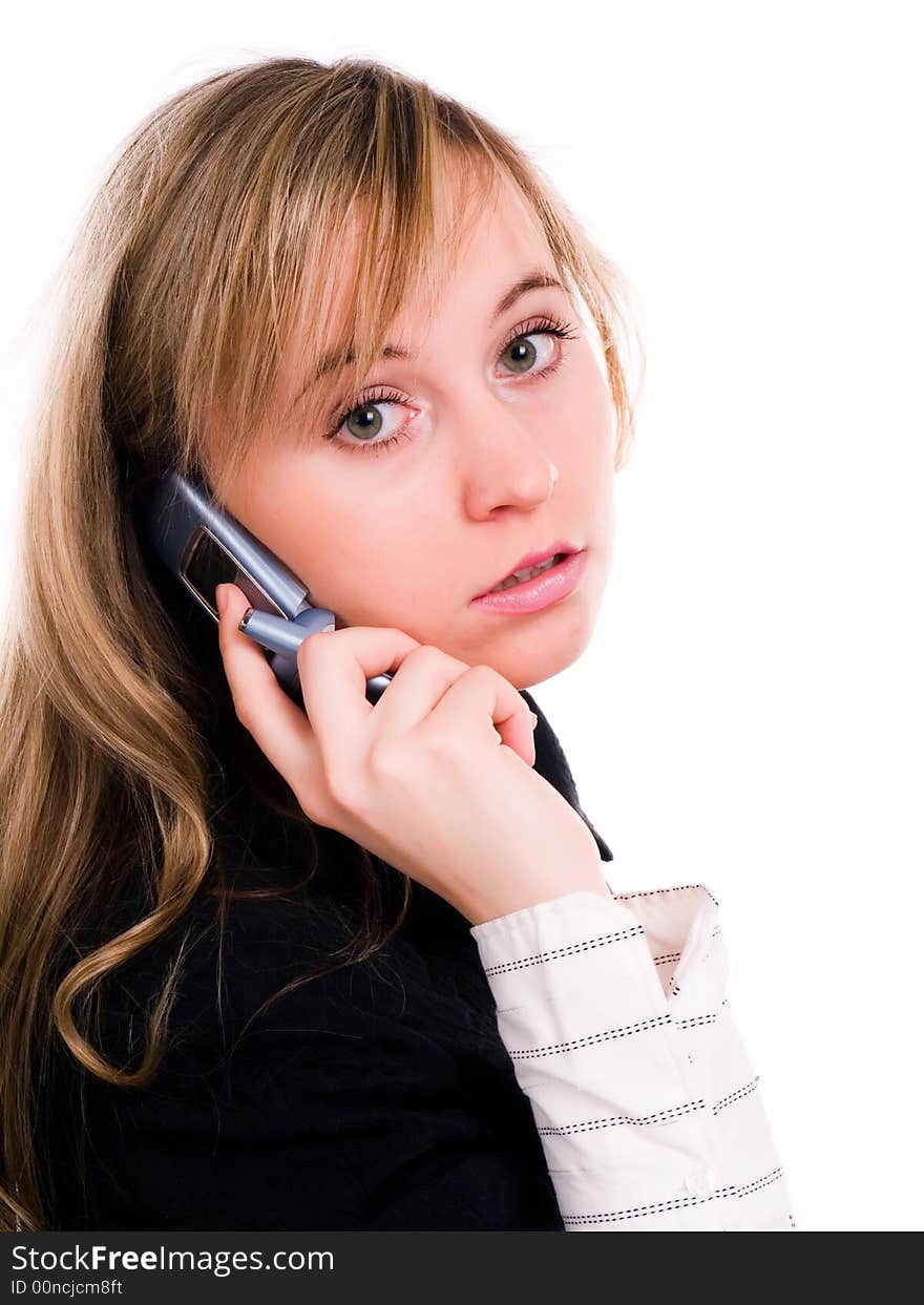 Female student with mobile phone