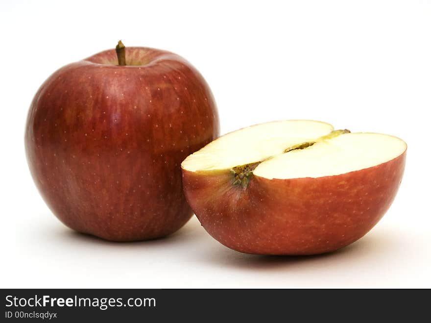 Slice of the apple on the white background. Slice of the apple on the white background