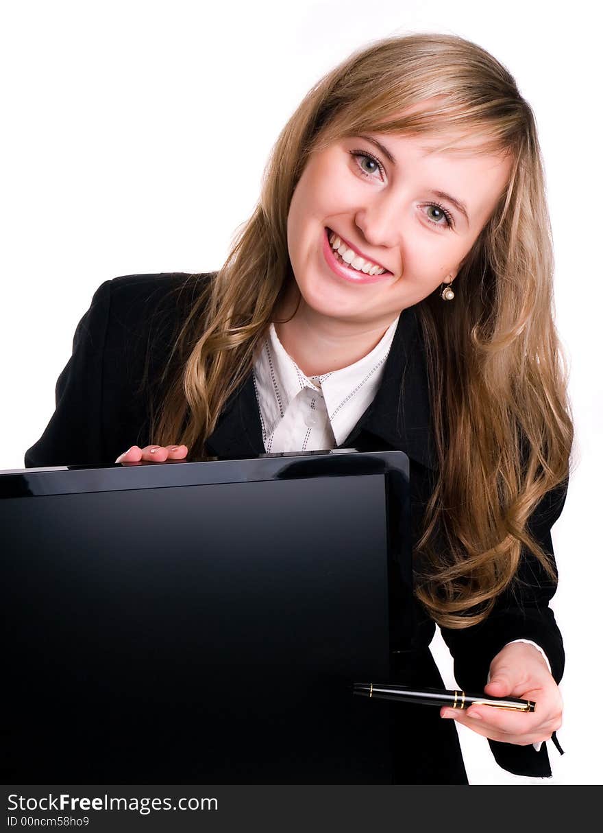 Young buisinesswoman and her computer