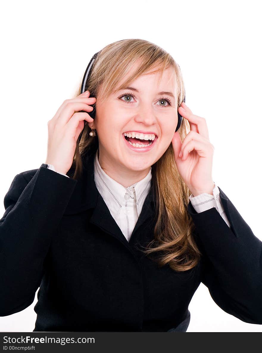 Portrait of a beautiful girl with headphones.