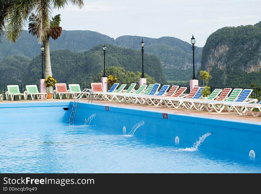 Hotel Pool by the tropical landscape of Pinar del Rio, Cuba. Hotel Pool by the tropical landscape of Pinar del Rio, Cuba