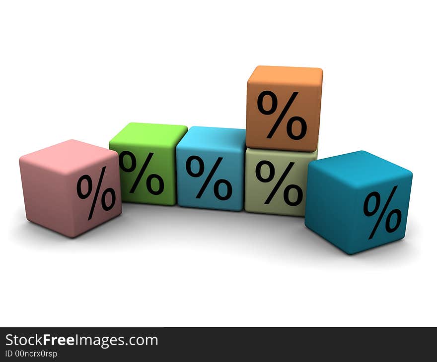 Cubes with percent symbols - 3d illustration