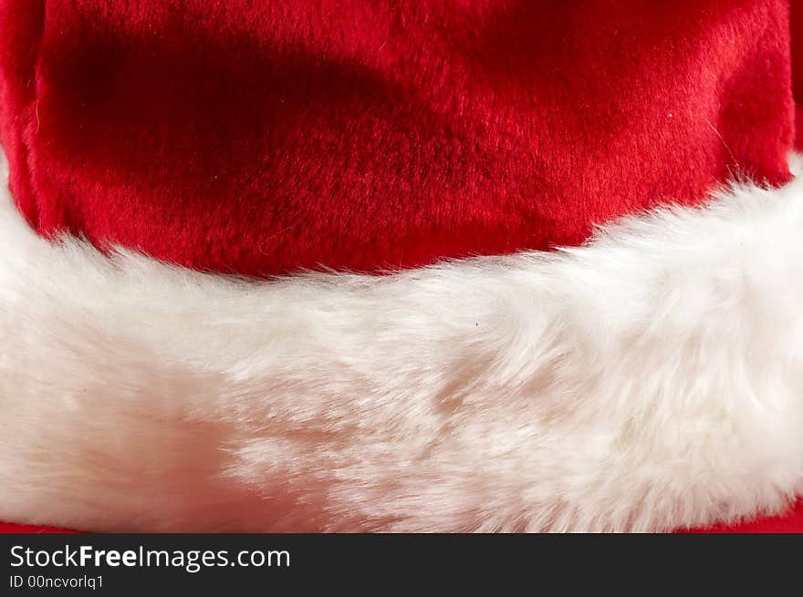 Red and white colors macro of christmas stocking. Red and white colors macro of christmas stocking