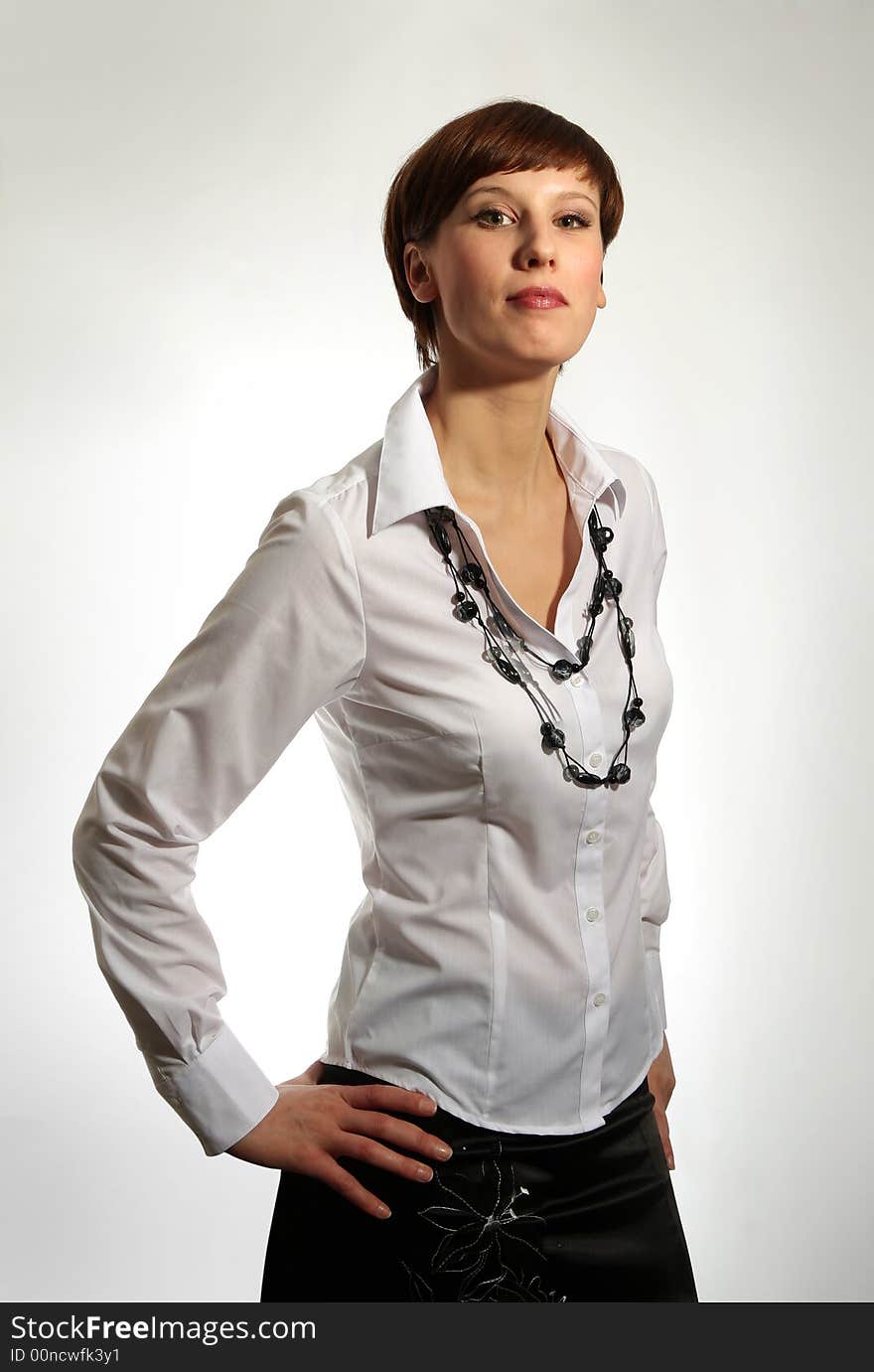 Fashion portrait of young beautiful business woman