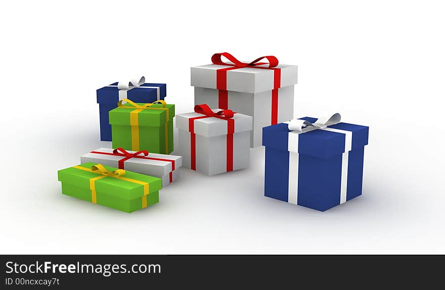 Gift boxes - 3d isolated illustration (more 3d gift boxes in my gallery)