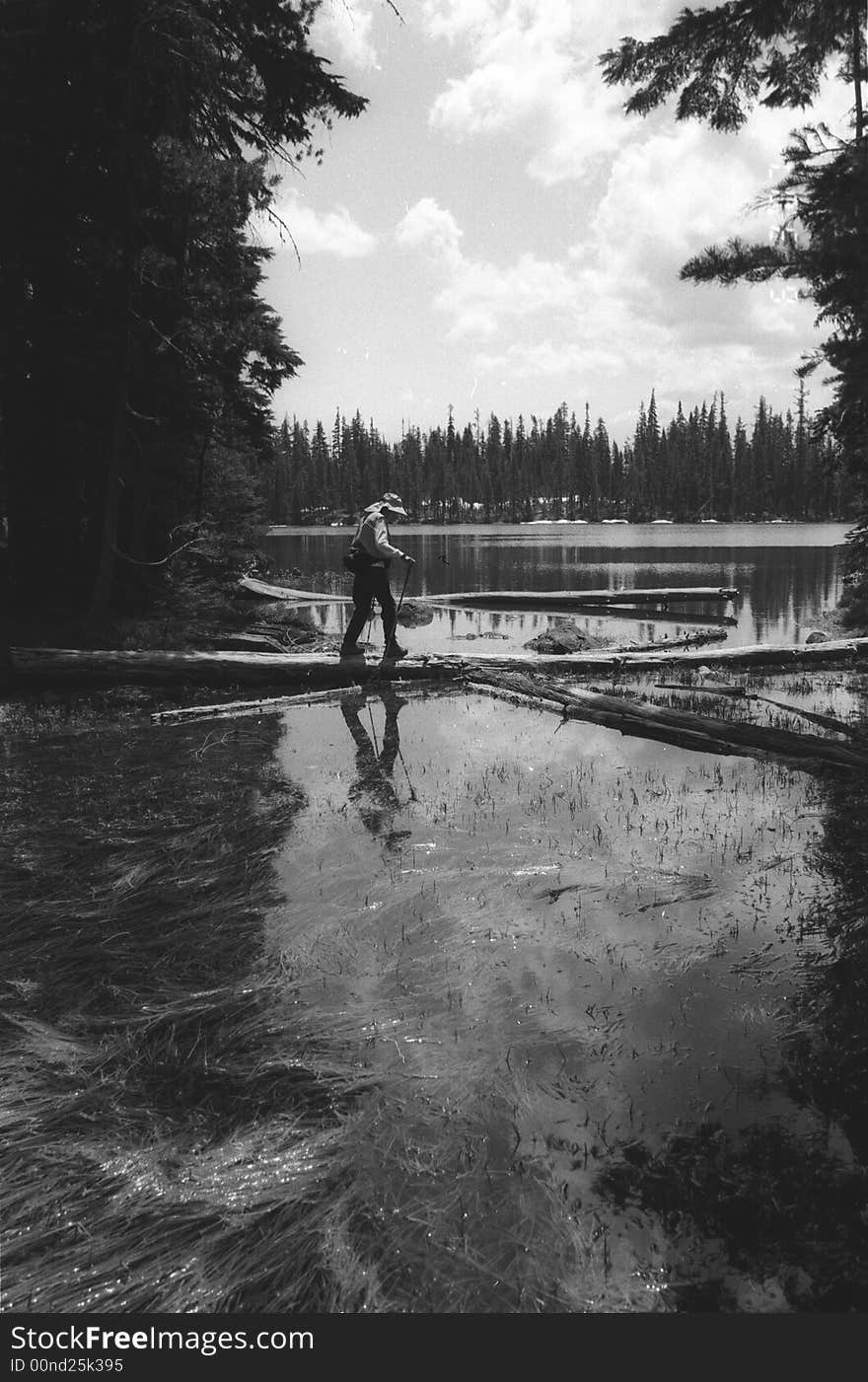 Hiker on the Pacific Crest Trail. Hiker on the Pacific Crest Trail