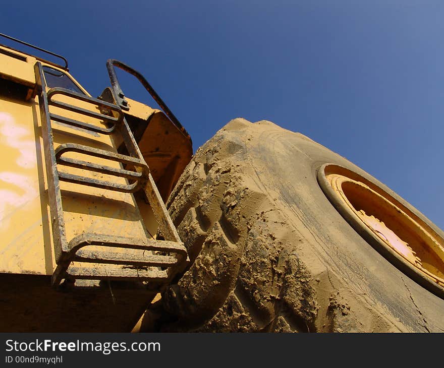 The way up at a caterpillar machine. The way up at a caterpillar machine.