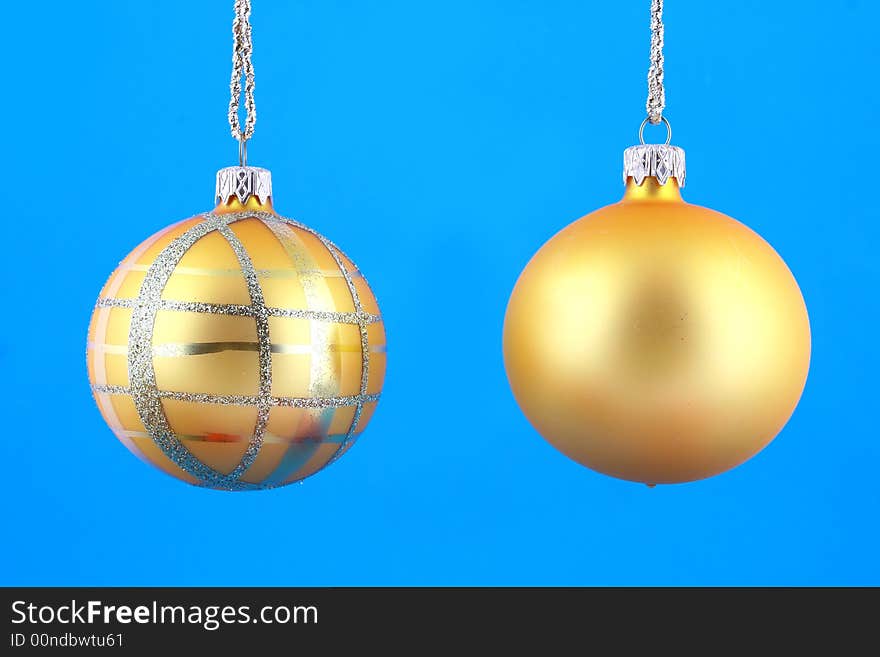 Christmas balls on a blue background