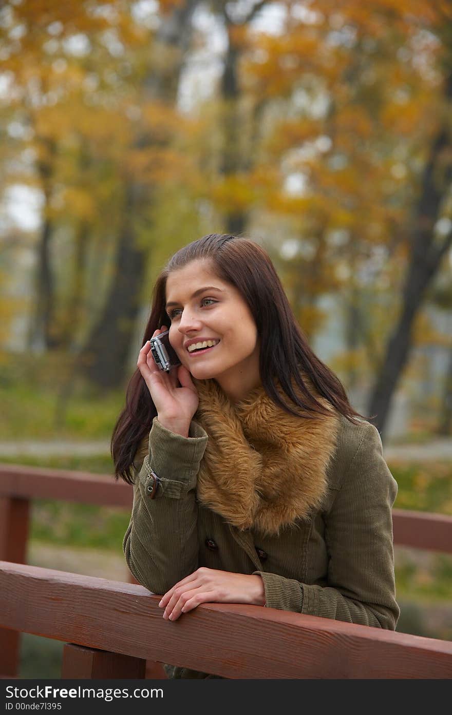 Portrait of pretty girl and phone. Portrait of pretty girl and phone