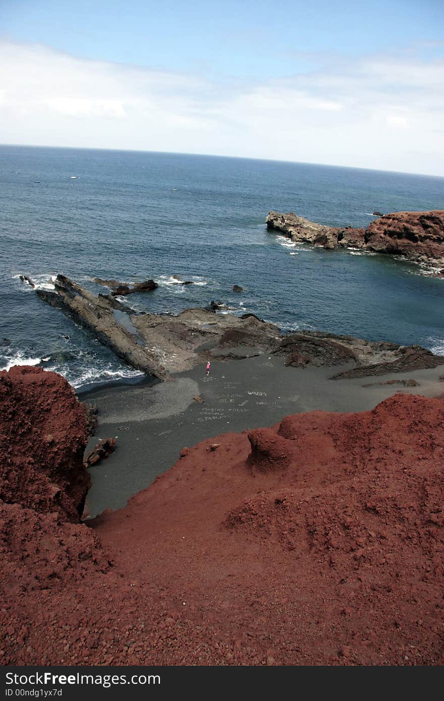 The coast line of a volcanic island. The coast line of a volcanic island