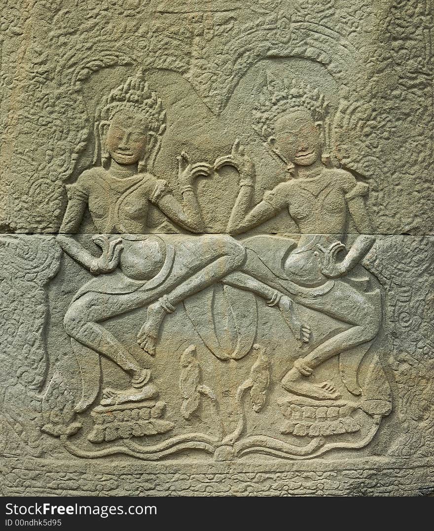 Stone sculpture in Angkor Wat, Cambodia