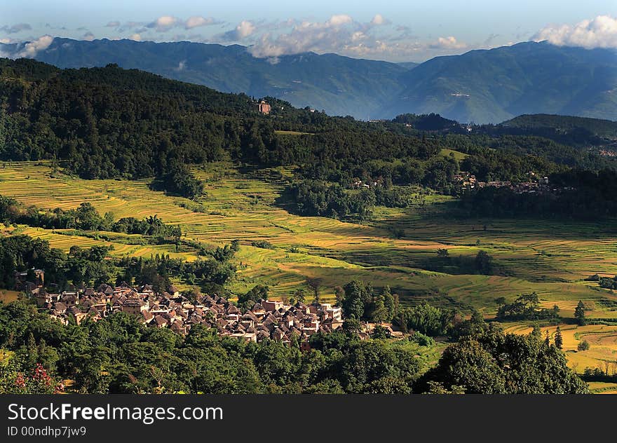 A hani villege in the terrace valley. A hani villege in the terrace valley