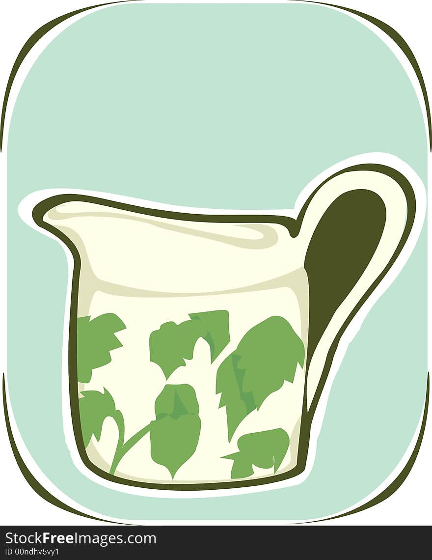 A jug with leaves design on it