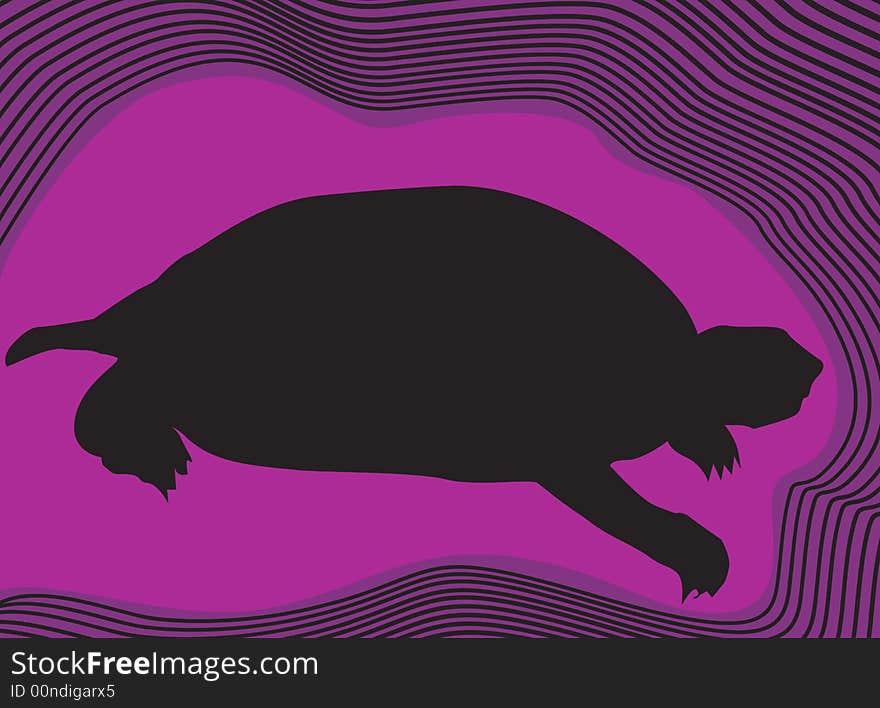 Illustration of Tortoise crawling in violet background