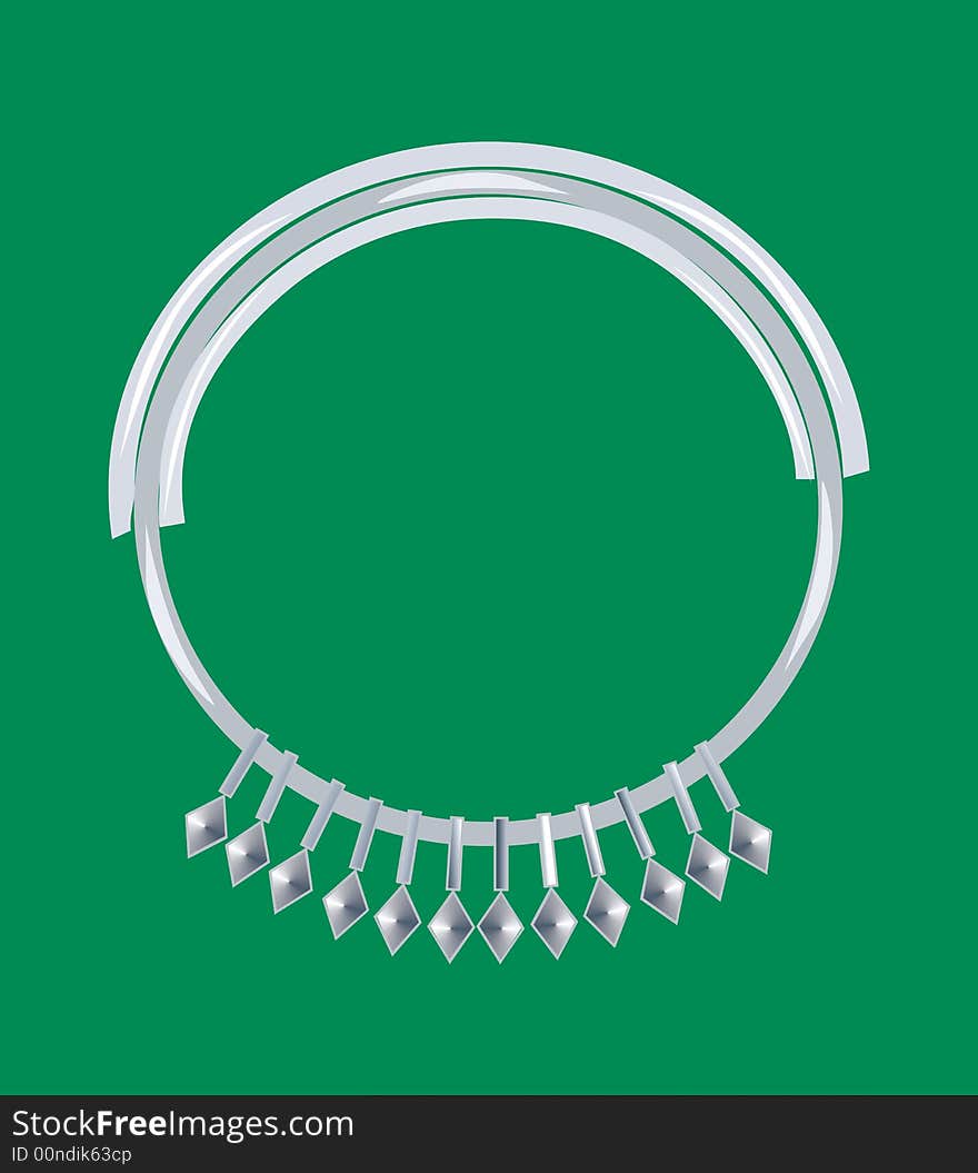 Illustration of Bangle with diamonds in green background