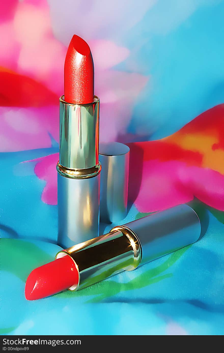 Beautiful glamour composition with two lipsticks. Beautiful glamour composition with two lipsticks