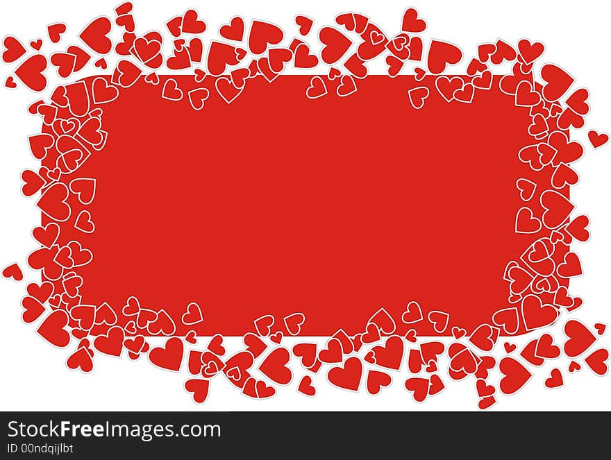 Frame red heart paint art postcard