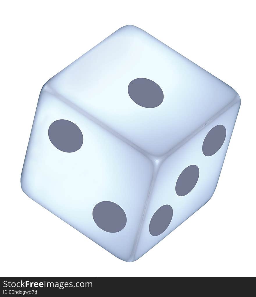 White die with one, two, three faces