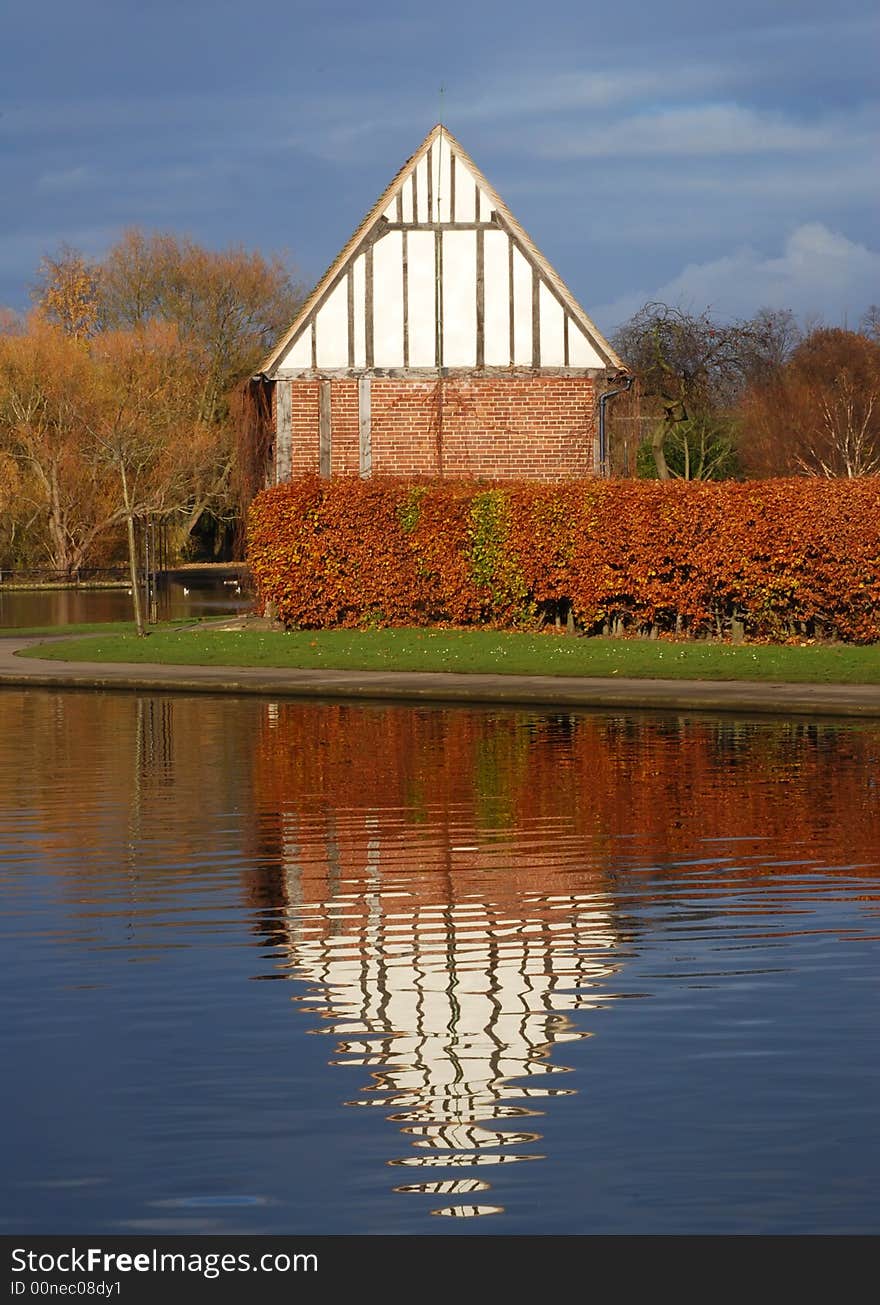 Lakeside building in the park. York, North Yorkshire, UK. Lakeside building in the park. York, North Yorkshire, UK.