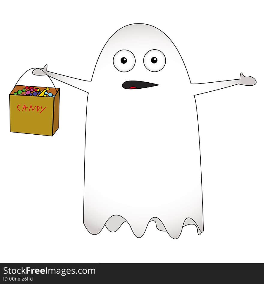 Ghost With Candy Illustration