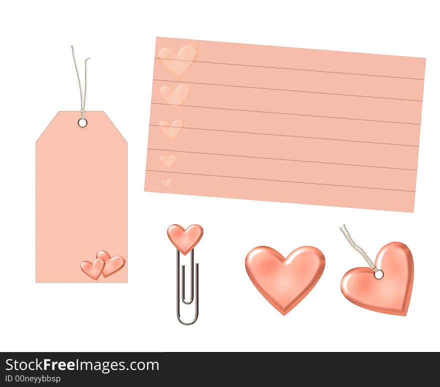 Apricot valentine set isolated on a white background