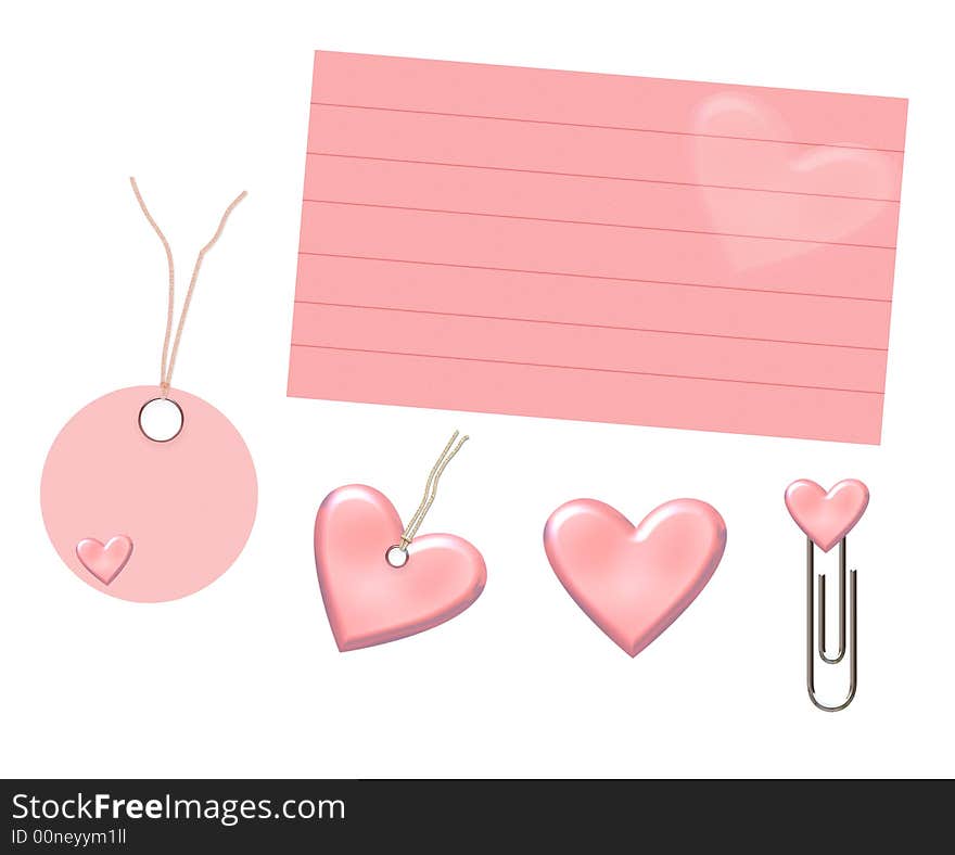 Light-pink valentine set isolated on a white background