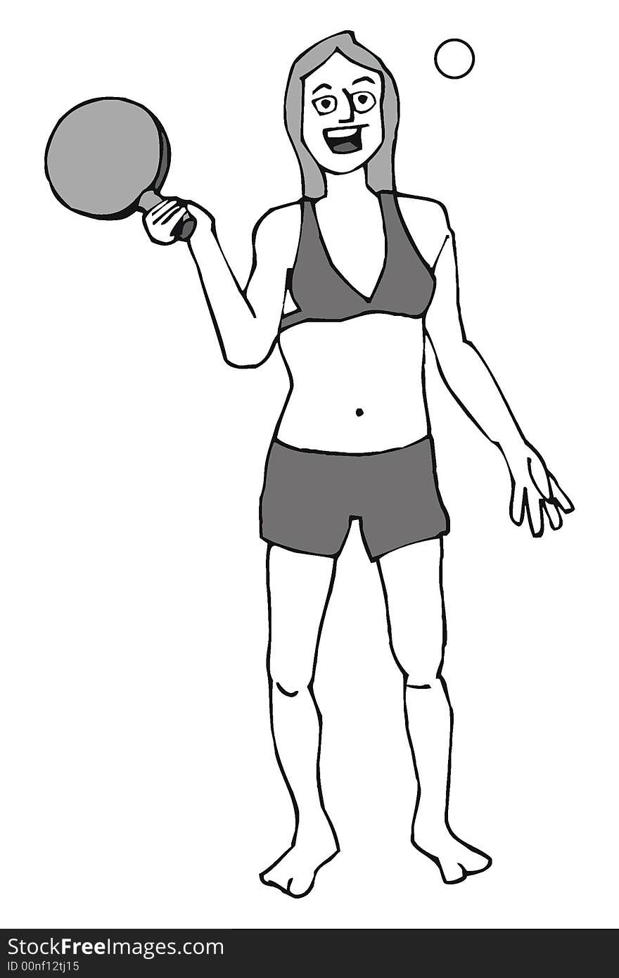 Art illustration: a girl playing racketball