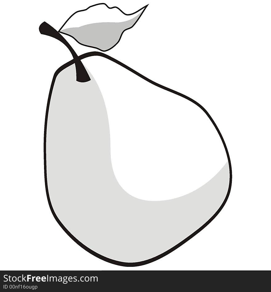 Art illustration in black and white: a pear