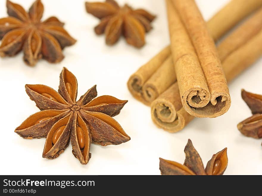 Cinnamon sticks and anise stars