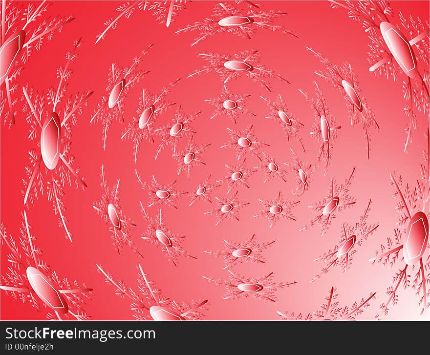 Illustration of red flakes, abstract, Christmas
