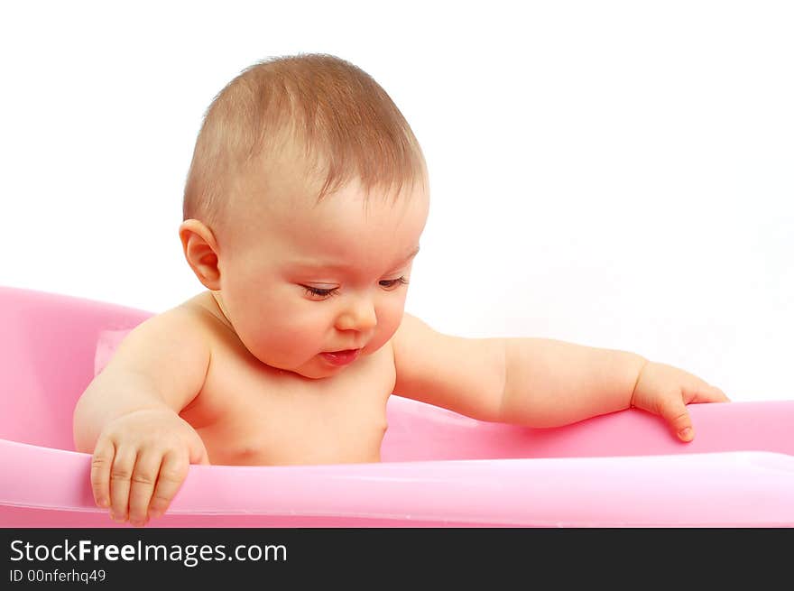 Photo of sweet baby girl on white background. Photo of sweet baby girl on white background