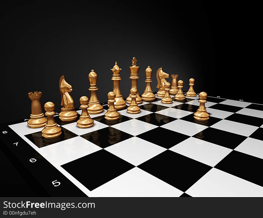 Composition with chesspieces on chessboard