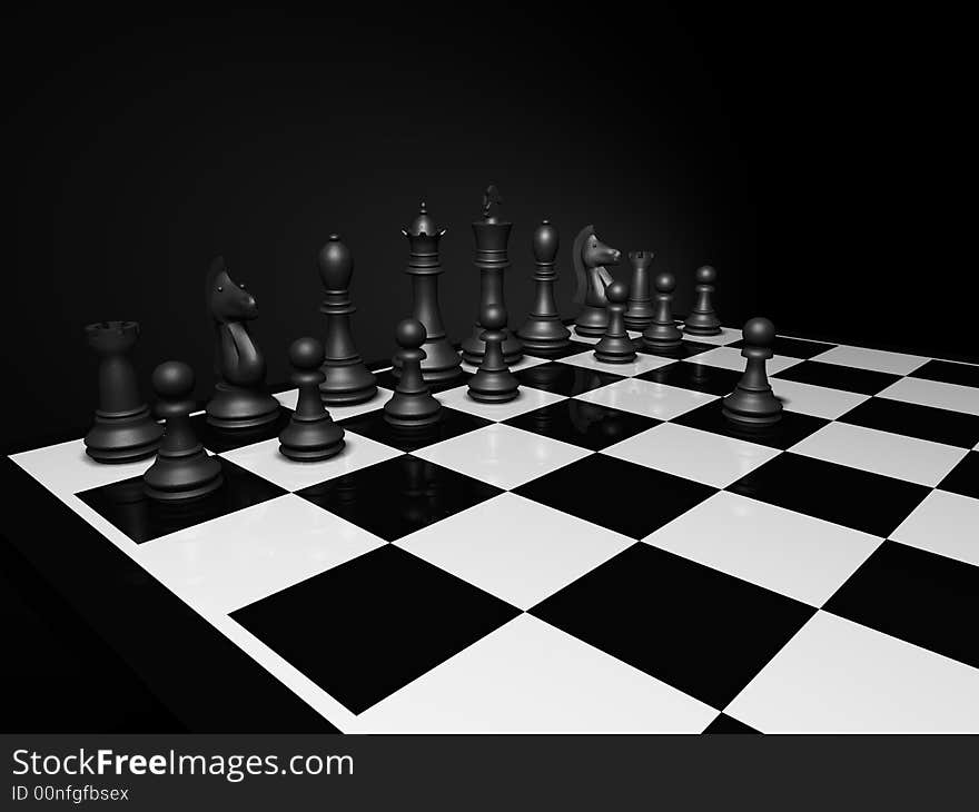 Composition with chesspieces on chessboard