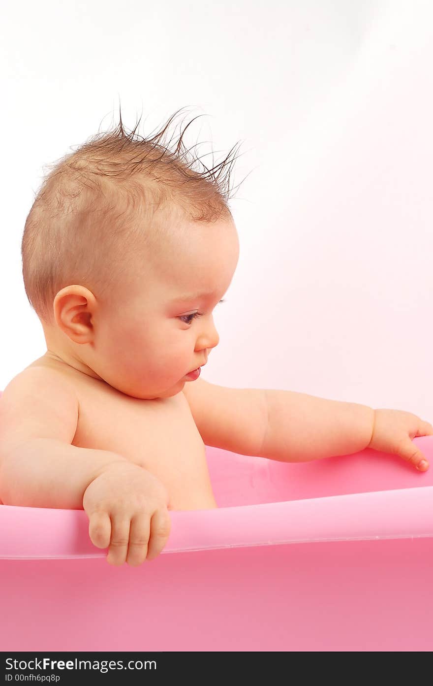 Photo of sweet baby girl on white background. Photo of sweet baby girl on white background