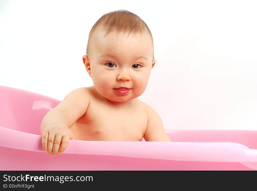 Photo of sweet baby girl on white background. Photo of sweet baby girl on white background