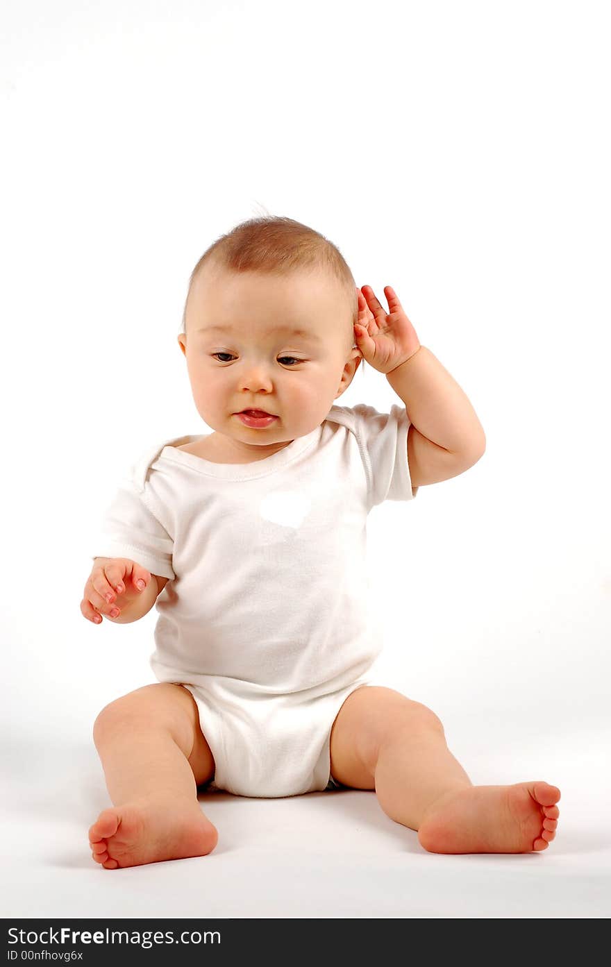 Sweet happy baby girl on white background. Sweet happy baby girl on white background