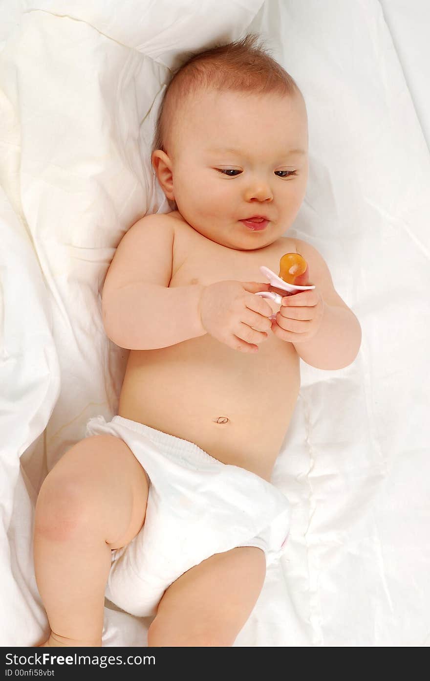 Photo of sweet happy baby girl on white background. Photo of sweet happy baby girl on white background