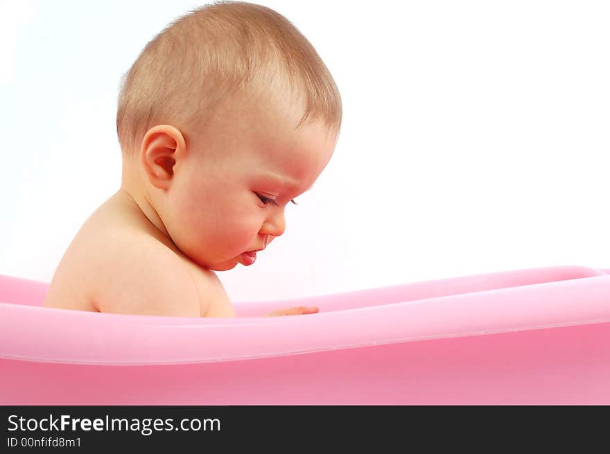 Photo of sweet baby girl on white background. Photo of sweet baby girl on white background