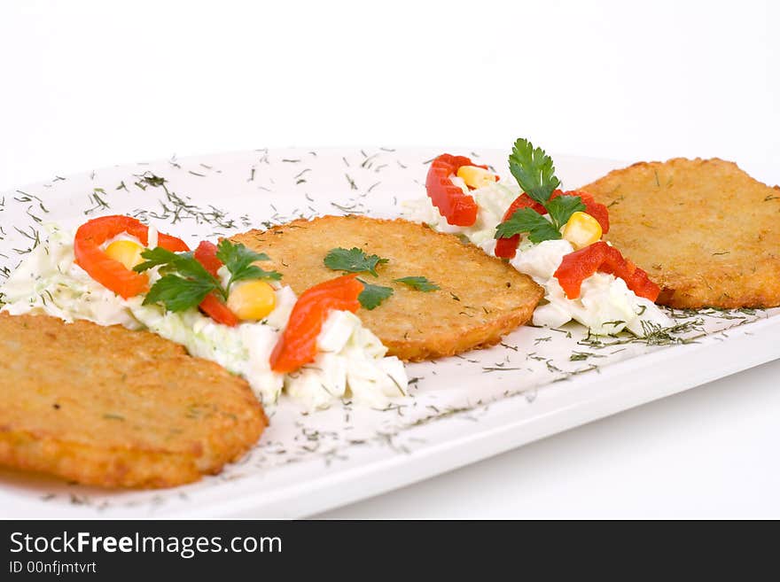 Potato Pancake / Griddle Cake on plate isolated