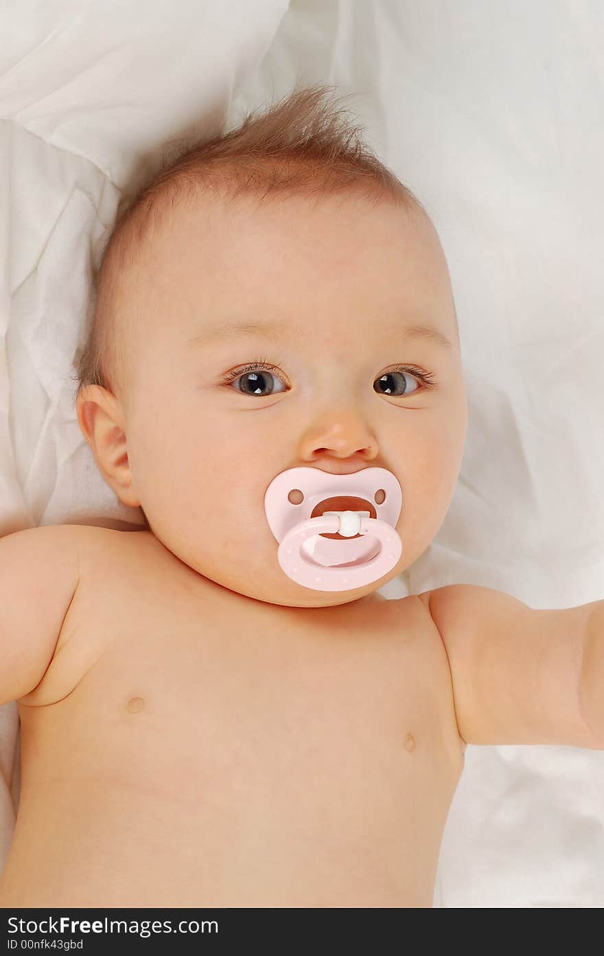 Photo of sweet happy baby girl on white background. Photo of sweet happy baby girl on white background