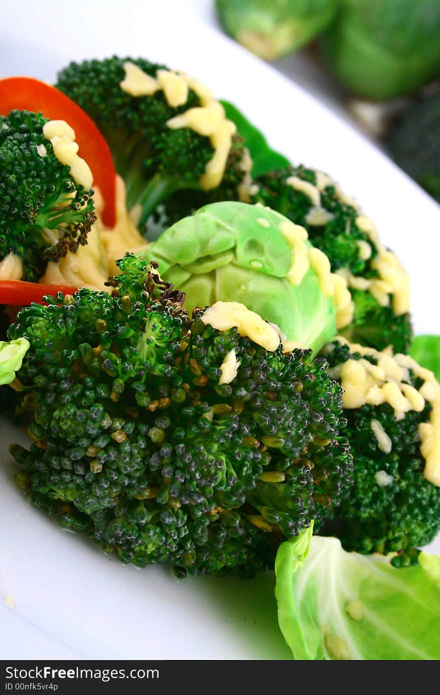 Lightly cooked broccoli pieces with a touch of butter