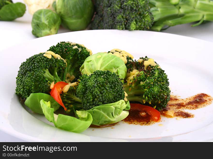 Lightly cooked broccoli pieces with a touch of butter