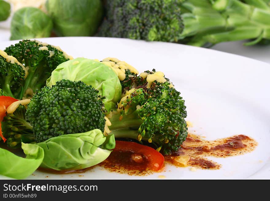 Lightly cooked broccoli pieces with a touch of butter