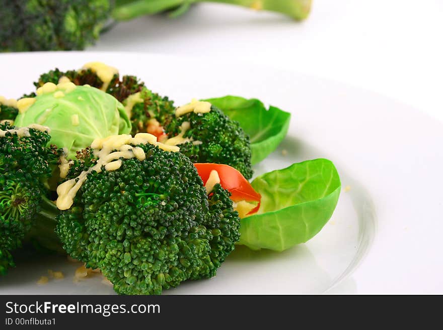 Lightly cooked broccoli pieces with a touch of butter