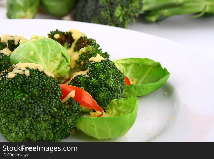 Lightly cooked broccoli pieces with a touch of butter