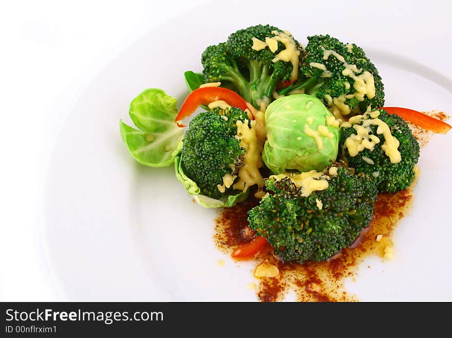 Lightly cooked broccoli pieces with a touch of butter