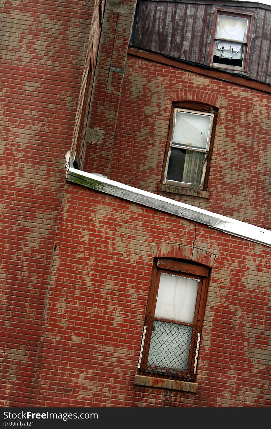 Stock image of old brick building and windows. Stock image of old brick building and windows